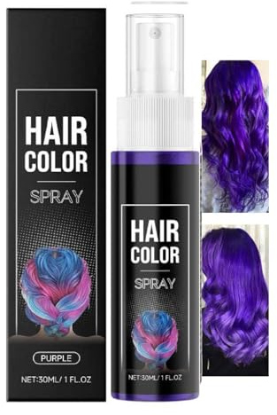 Haarspray Farbe,Temporäre Haarfarbenspray,Farbiges Hair Dye,Haartönung Auswaschbar,Liquid Hair Color Spray Abwaschbar und Sicher,Schnelle Haarfärbung,Haar Colorationen für Cosplay, Party (Lila)