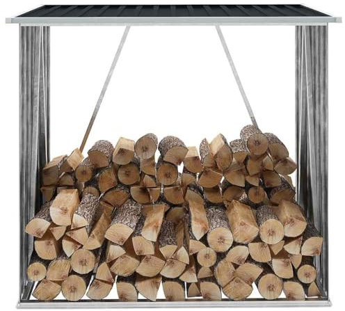 Générique Abri de Stockage à Bois Acier galvanisé 163x83x154cm Anthracite,Accessoires pour cheminées & poêles à Bois,Accessoires pour Range-bûches & Porte-bûches,47091