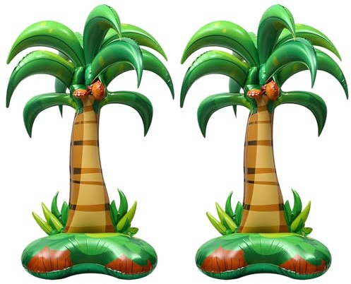 2 Stück Aufblasbare Palme, Hawaii Party Deko, 132 x 94 cm Aufblasbare Palme Ballonständer für Tropische Strandpartys, Sommerpartys, Poolparty und Gartenfeiern
