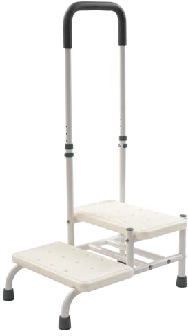 Tabouret A Pas 2 Etapes Marchepied Avec Poignée Pour Personnes Agées Marchepied De Baignoire, Hauteur Réglable Capacité 135Kg, Pour Chevet Cuisine Baignoire