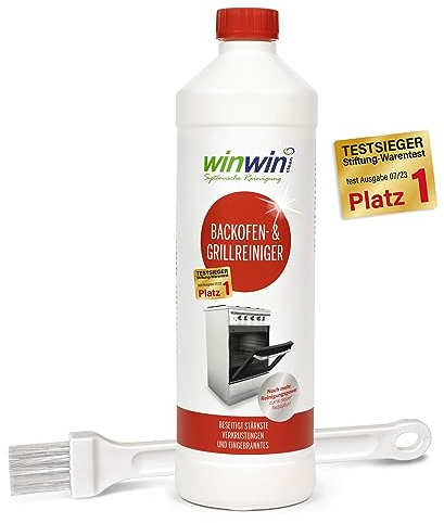 winwinCLEAN® Backofenreiniger & Grillreiniger mit Pinsel [Testsieger Stiftung Warentest] Starker Intensivreiniger & Fettlöser für hartnäckige Ablagerungen I Backofen, Gasgrill, Ceranfeld – 1000ml