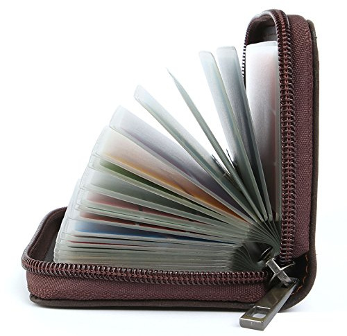 AirZyx Kreditkartenetui Damen Herren Leder RFID Schutz Reißverschluss (Spezielles Leder Braun)