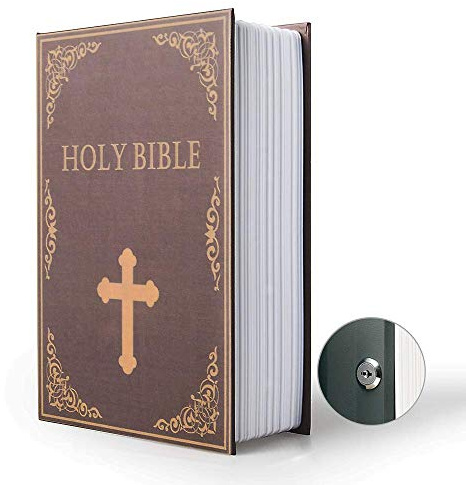 Kleine Aufbewahrungsbox für Umleitungen, Buchtresor, Wörterbuch, Geheimtresor mit Sicherheits-Kombinationsschloss/Schlüssel, Umleitungsbuch, versteckter Safe (Schlüssel, Bibel)