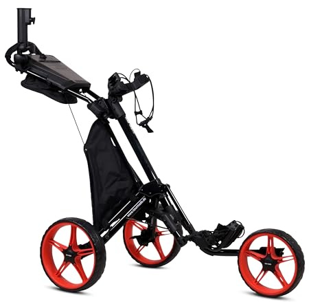 tour made RT-140 Push Golf Trolley klappbar I Golftrolley 3 Rad I Sehr robust - Zuladung bis 25kg I inkl. Kühltasche I Deutsche Markenqualität I viel Zubehör inklusive