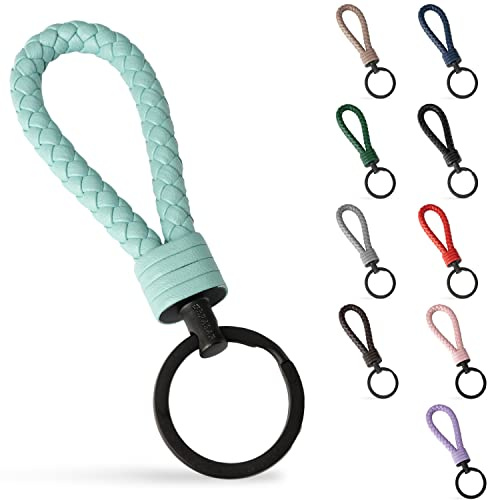 SERASAR | Leder-schlüsselanhänger mit Edelstahl-schlüsselring [Strong] - Zusatzringe für Kleine Schlüssel - Ideal für Fahrzeug-, Fahrrad- und Hausschlüssel - mit Geschenkbox Damen und Herren