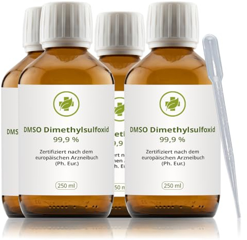 vitalundfitmit100 DMSO Dimethylsulfoxid 99,9% Ph. Eur. 250 ml, 3+1 GRATIS, Braunglas
