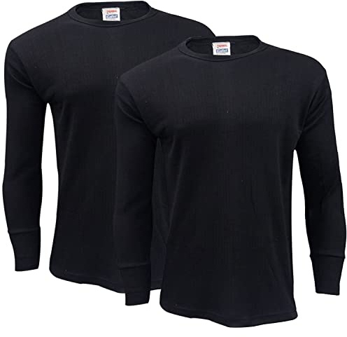 Gaffer 2 Pack Mens Thermal Top Long Sleeve T Shirt Warm Underwear Baselayer Thermals Winter Ski Wear BLK L