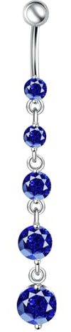 Lieson Bauchnabel Ring Piercing, Anhänger Bauchnabelpiercing Chirurgenstahl Lang Welle mit Zirkonia Bauchnabelpiercing Banane Bauchnabel Schmuck