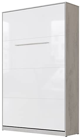 SMARTBett Schrankbett Standard 90x200 120x200 140x200 160x200 Bettschrank Wandbett Beton/Weiss Hochglanz 120 Vertikal