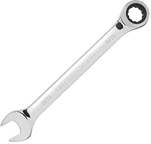 FOCMKEAS 11/16 Inch Ratcheting Combination Wrench SAE 72 Teeth 12 Point Ratchet Box Ended and Open End Spanner Tools for Tight Space, Heat-Treated CR-V