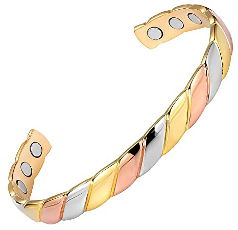 Vicmag Copper Magnetic Bracelet for Women 99.99% Solid Pure Copper Ultra Strength Magnets Adjustable Size with Gift Box (Tricolour Diamond)