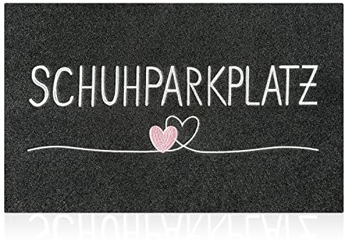 AAZZKANG Schuhparkplatz Fußmatte außen Innen Willkommen Türmatte mit rutschfest Gummi Rückseite Ultra absorbieren Schlamm Einfach zu säubern Haustür Eingangsteppich Schwarz