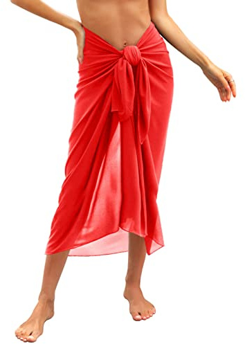 Svanco Mujer Pareo Playa Gasa Camisolas y Pareos Sarong Largo Trajes de Baño Cover Up para Bikini Falda de Pareo Vestido de Playa Chal Verano