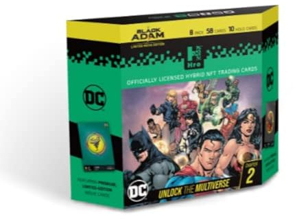 HRO DC Comics Unlock The Multiverse Chapter 2: Paquete de 8 Cajas de iniciación Premium, NFT híbrido, Paquete de 58 Tarjetas coleccionables