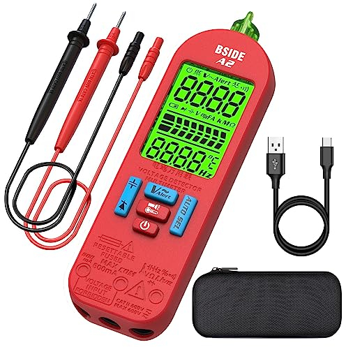BSIDE A2 Multimetro Digitale Intelligente Tester Automatico Ricaricabile Aggiornamento A1 Mini Tester Tascabile di Corrente Tensione Capacità Continuità Diodi Resistenza Frequenza con Custodia