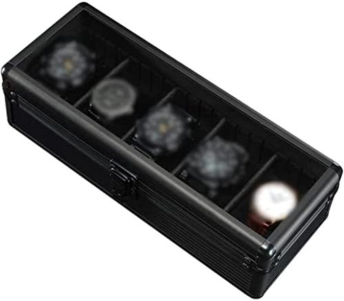 IRYZE Uhrenetui Uhrenbox Uhrenkoffer Uhrenkasten Uhrenaufbewahrung Uhrenbox Für Herren 5 Slots Uhrenvitrine Box Organizer Mit Klarglas Top Uhrengehäuse Uhrenrolle Uhren Aufbewahrungsbox