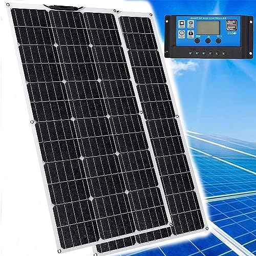 PixCy Placa Solar Flexible 600w 2 * 300w, Panel Solar 12v Flexible, Placas Solares para Casa Autocaravana,Furgoneta,Barco, Placa Fotovoltaica Módulo Monocristalino