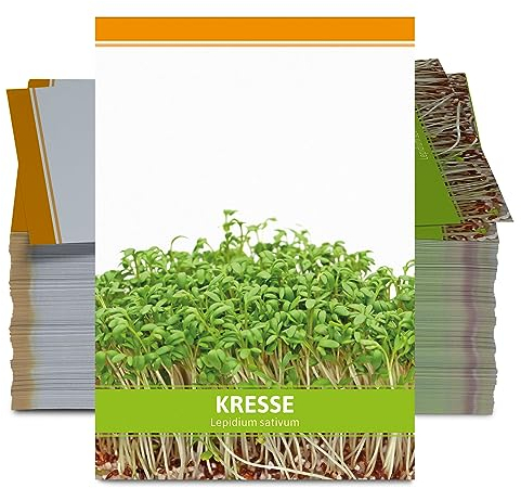FLORTUS Kressesamen für Gastgeschenke (100 Stück) | Kleine Geschenktüten Sprossen Samen für Kresse als Dankeschön Geschenke & Werbegeschenke | Kräutersamen für Microgreens