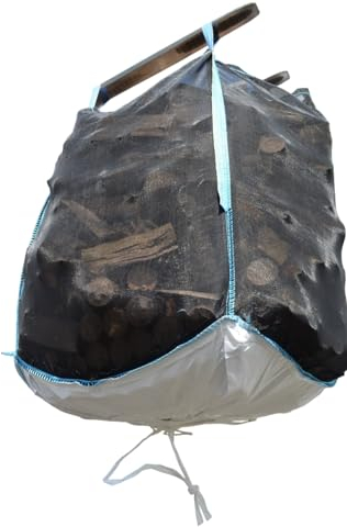 B teurobrecher - 5 Stück Woodbag Big Bag Holz 100x100x160 cm (ohne Inhalt) mit Sternboden (Boden zum Öffnen) mit Netzgewebe aus Polypropylen -Gewebe- Big Packs für Brennholz-stabil & luftdurchlässig