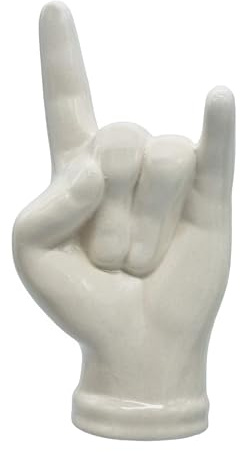 sicilia bedda - Mano Corna in Ceramica di Caltagirone - Altezza 18 Centimetri - Vari Decori (Bianco)