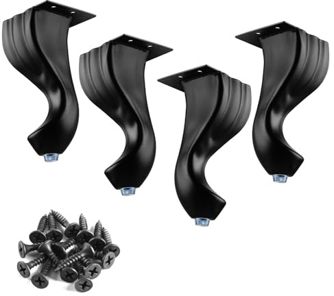 RUIAN 4Pcs Sofa Legs 5.5inch Height Metal Cabinet Leg Black Furniture Feet