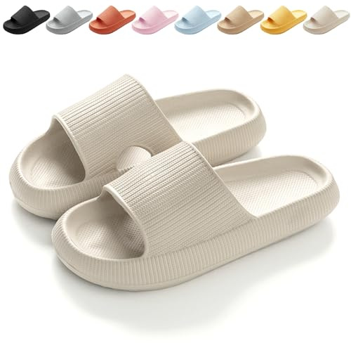 BHFRGAS Sliders Cloud Slippers Women Men，Non-Slip Mens Womens Slippers Cloud Sliders，Soft Flip Flops with Thick Sole for Shower Bathroom Pool Beach