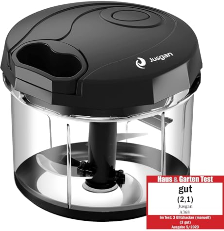 Picadora Manual de Alimentos 1000ML, Trituradora de Verduras, Picadora Manual de 3 Cuchillas Cebolla, Ajo, Frutas, Carne, Cortador con Cuerda