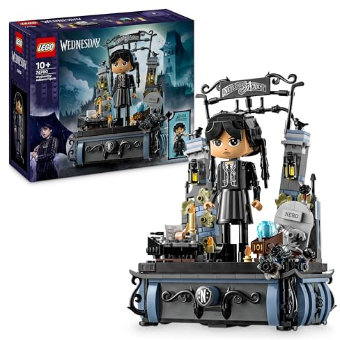 LEGO Wednesday Addams Figure Set, Collectible Building Toy for Kids, Includes 2 Faces & Outfits, plus Classic Character Thing for Creative Role Play, Birthday Gift for Girls and Boys 76780