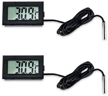 Termómetro digital para frigorífico, 2 unidades, con pantalla LCD, termostato para coche, acuario, frigorífico