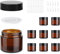 MirraSwit 8 Pezzi Marrone Vasetti Vetro 60ml, Vetro Contenitori Creme, Barattoli per Crema Marrone, Contenitori per Cosmetici con Cucchiaio Raschiatore per Cosmetici, Creme, Lozioni