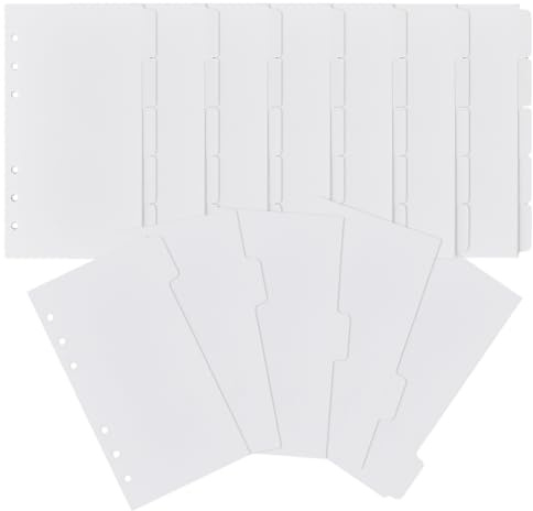 SUPERFINDINGS A6 Ordnerteiler Für 6 Ring Ordner 40 Blätter Notizbuch Register Trennblätter 8 Sets Blanko Beschreibbare Seitenteiler Mit 5 Registerkarten Für Notizbuch, 10.2x17.3cm