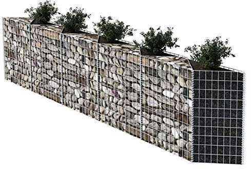 Kavolet Gabionen Hochbeet aus Stahl Gabionenkorb Pflanzkasten Gemüse-Hochbeet Steinkorb Pflanzkorb Pflanzkübel Pflanzbeet 300×30×100 cm