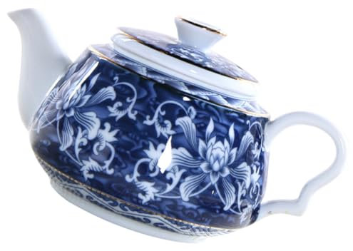 PRETYZOOM Pequeña Tetera De Porcelana Tetera De Cerámica Azul Y Blanca Jarra De Té China Clásica De Flor Retro De Agua Cafetera Con Tapa