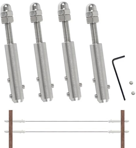 STFALI 4 tenditori per fune metallica da 4 mm, morsetto per fune metallica da 4 mm, terminale di serraggio da 4 mm, per il fissaggio di funi metalliche