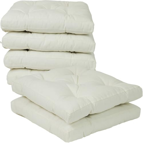 VISTE TU HOGAR Pack 6 Coussins de Chaise, 45x45x5 CM, Effet tridimensionnel, 100% Polyester, idéal pour Salle à Manger, terrasse, Salon et Restaurant, Couleur Blanc, fabriqué en Espagne