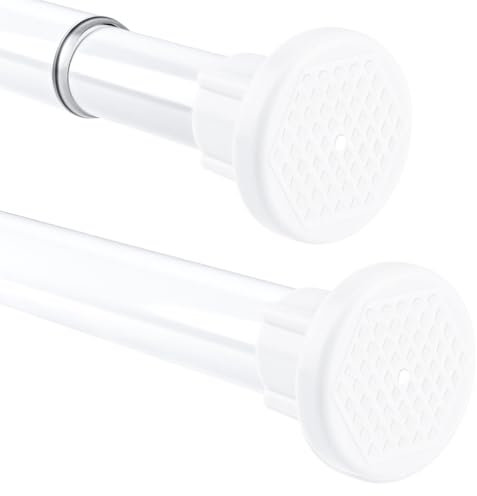 ALLisWE Bastone Tenda Estensibile 90-160cm Bastoni per Tende a Pressione φ25mm Asta per Tenda Bianca Telescopico Bastone per Tenda Da Doccia per Finestre, Bagno, Armadio, Porta Armadio Della Cucina