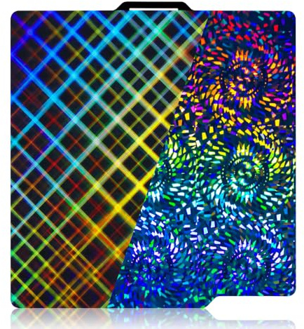 IdeaFormer PEW PES Plaque de pression pour Bambulab X1, X1C, X1E, P1P, P1S, A1, Smooth Rainbow Gear+Plaid PEW PES Plaque de construction en acier à ressort pour Bambu Lab 257x257mm