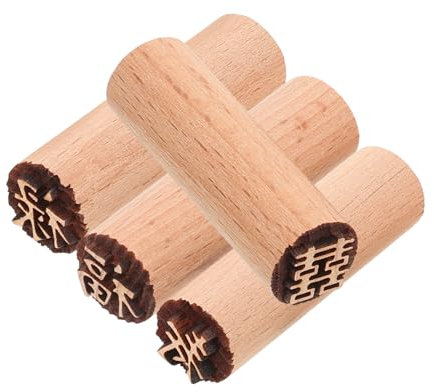 VILLFUL 4pcs Wooden Moon Cake Seals Craft Stamps Baking Supplies Pastry Stamper for Moon Cakes