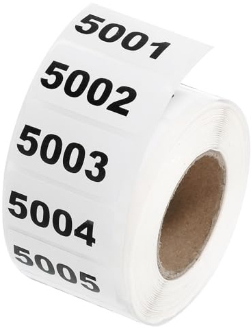 uxcell 1 Roll Inventory Number Sticker, 5001-6000 Consecutive Numbered Labels Self Adhesive Waterproof Labels Tag for Storage Classification Supplies (1.6x0.8 Inch)