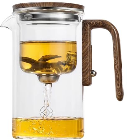 Teiera | Teiera in vetro resistente al calore con infusore | efficace separazione 'acqua teiera in ceramica, teiera in vetro per tè per la casa 13,5 x 8,5 cm/5,32 x 3,35, 500 ml e 15,5 x 8,5
