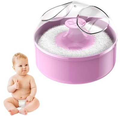 Borla de polvo y contenedor, contenedor de polvo con borla de polvo, borla de polvo corporal agradable y delicada para la piel, a prueba de polvo, estuche transparente, organizador de borlas portátil
