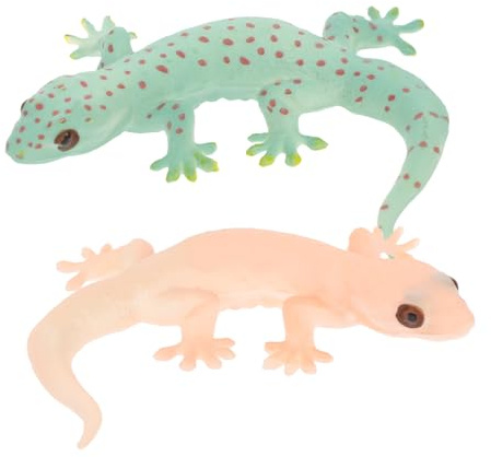 FELTECHELECTR Lot De 2 Figurines De Lézard De Simulation PVC Réaliste, Décoration Garçon Et Filles Et Jardin, Modèle Animal Coloré Et Solide, Accessoires De Farce