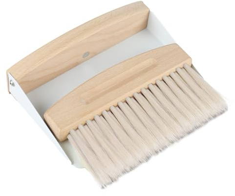 Set di Paletta e Scopa, Mini Spazzola e Palette in Legno da Tavolo, Scopino per Spazzare e Pulire Ripiani dei Tavoli