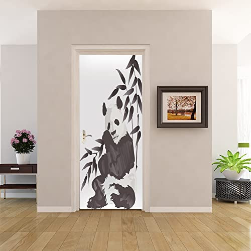 3D Türtapete Türaufkleber Selbstklebend 80x200 Türfolie Poster Fototapete Türbilder Türtattoos Wasserdichte Tür Stickers für Kinderzimmer Wohnzimmer Badezimmer Tier Panda