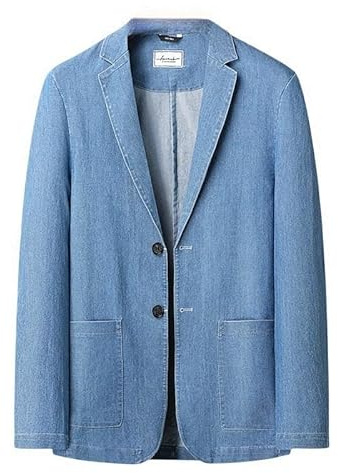 LIUYUYOUGO Giacca Uomo Elegante Blazer da Uomo Elegante Casual Giacca da Abito in Denim Taglie Forti Blazer in Denim di Cotone Cappotti Due Bottoni Leggeri Cappotti Sportivi Morbidi E Comodi Jeans L