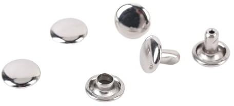 500 Juegos de Remaches de Doble Tapa, Remaches de Cuero de Acero Inoxidable de 8x6 Mm, Tachuelas Metálicas Tubulares, Accesorios Artesanales para Ropa, Collares para Mascotas,