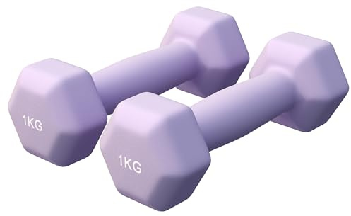 GORILLA SPORTS® Hanteln Set aus Neopren, Gusseisen, Gewichts- und Farbwahl | Hexagon Kurzhanteln mit rutschfestem Halt; die hexagonale Form verhindert Wegrollen; Hantelset, Pilates, Frauen, Männer