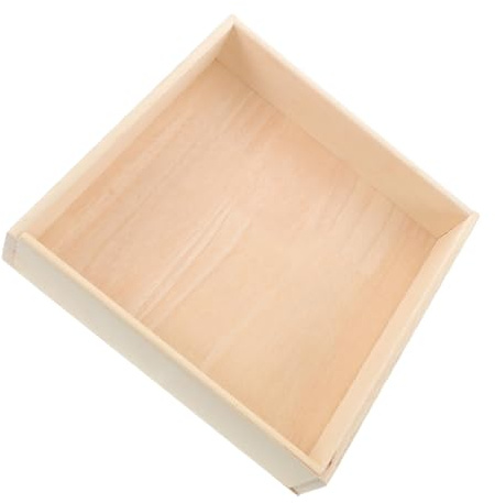 SUPVOX Wooden Sandbox for Kids 25x25x6cm Indoor Montessori Sand Tray Square Sand Pit Toy Storage Box for Small Spaces and Playrooms