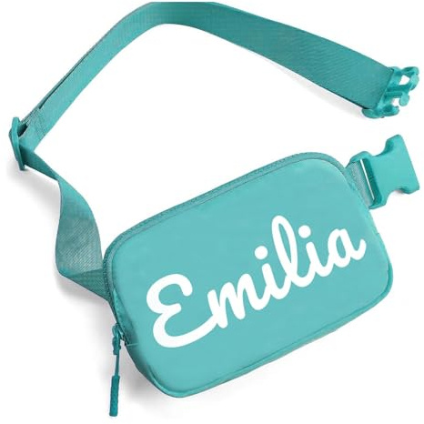 NGTSFLY Personalisierte Bauchtasche Mädchen mit Wunschtext,Gürteltasche Kinder Damen Herren Wasserdicht,Geschenk Mädchen 9-12 Jahre Wandern,für Sport,Reisen,Alltag und Festivals (Aquablau)