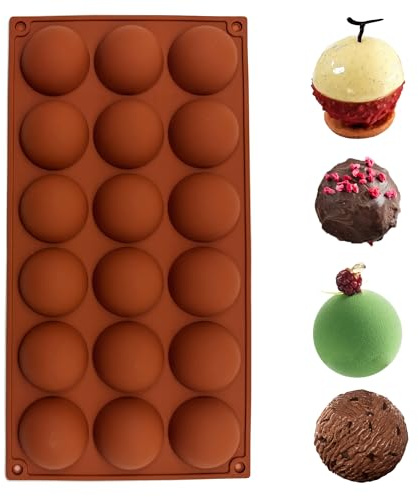 duoyif Molde Silicona Semiesfera Ø 4.8 cm 18 Cavidades Molde de Chocolate de Media Esfera Libre de BPA Molde de Pastel Esfera Molde Semiesférico Para Bolas de Chocolate Pudín (18Cavidades Ø4.8cm)